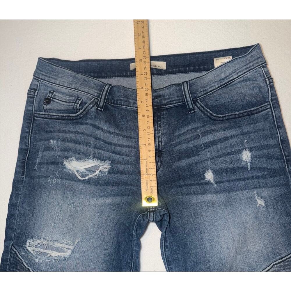 Kancan women’s distressed moto ankle raw hem blue jeans - Picture 7 of 15